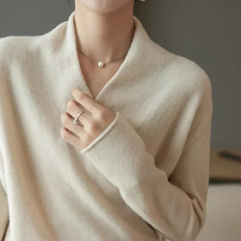 Millie | Polished Wrap V-Neck Knit Womens Jumpers