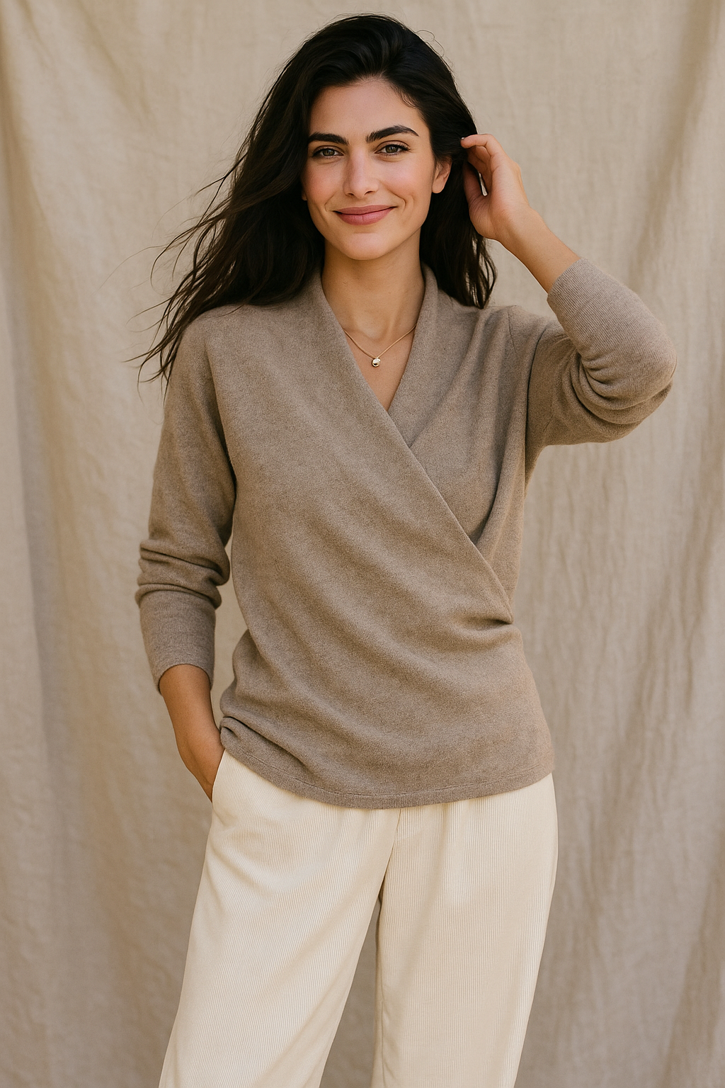 Millie | Polished Wrap V-Neck Knit Womens Jumpers
