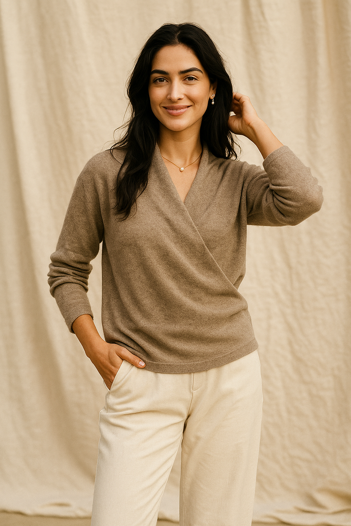 Millie | Polished Wrap V-Neck Knit Womens Jumpers