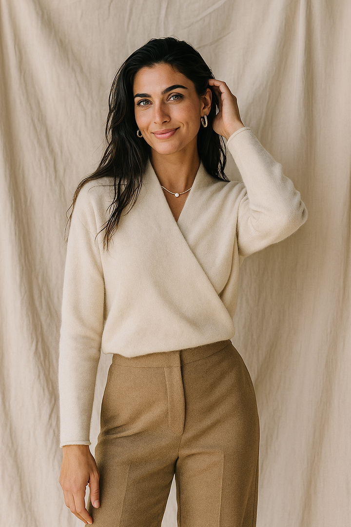 Millie | Polished Wrap V-Neck Knit Womens Jumpers
