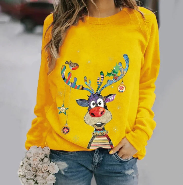 Millie | Relaxed Reindeer Print Christmas Jumper for Women
