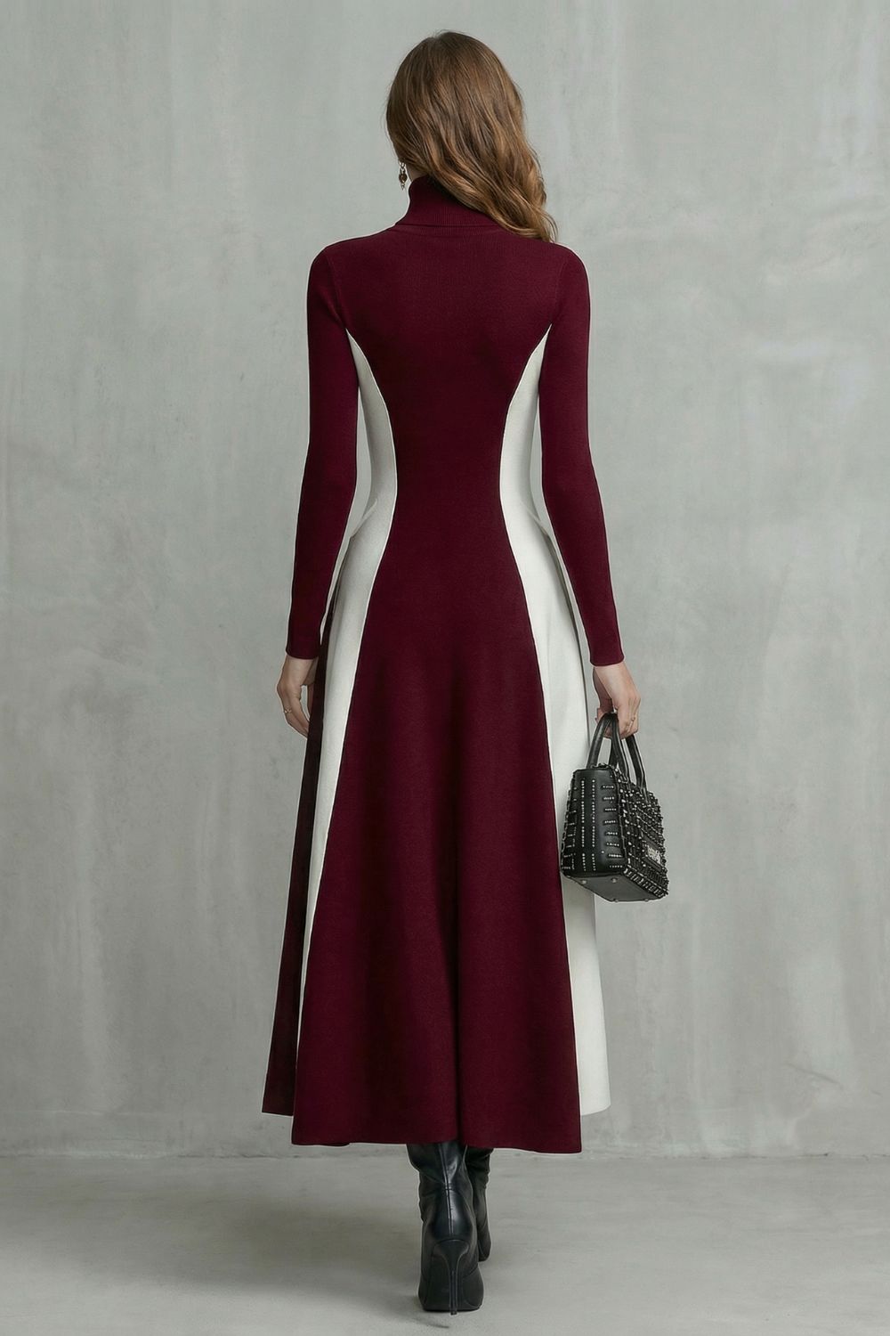 Millie | Sophisticated Colourblock Turtleneck Jumper Dress