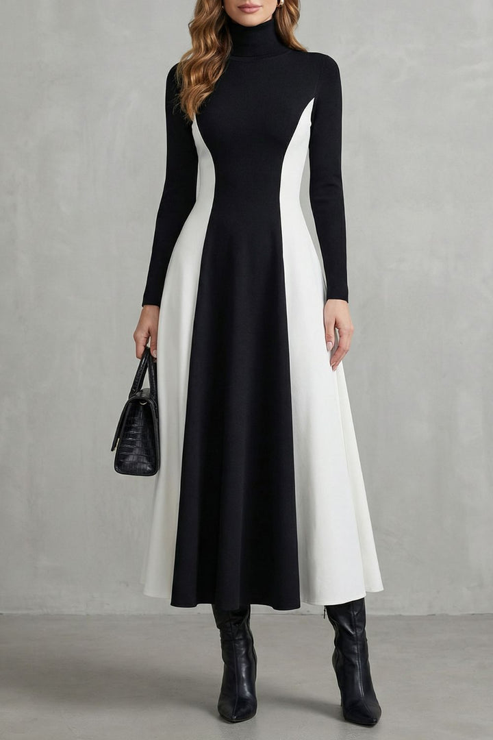 Millie | Sophisticated Colourblock Turtleneck Jumper Dress