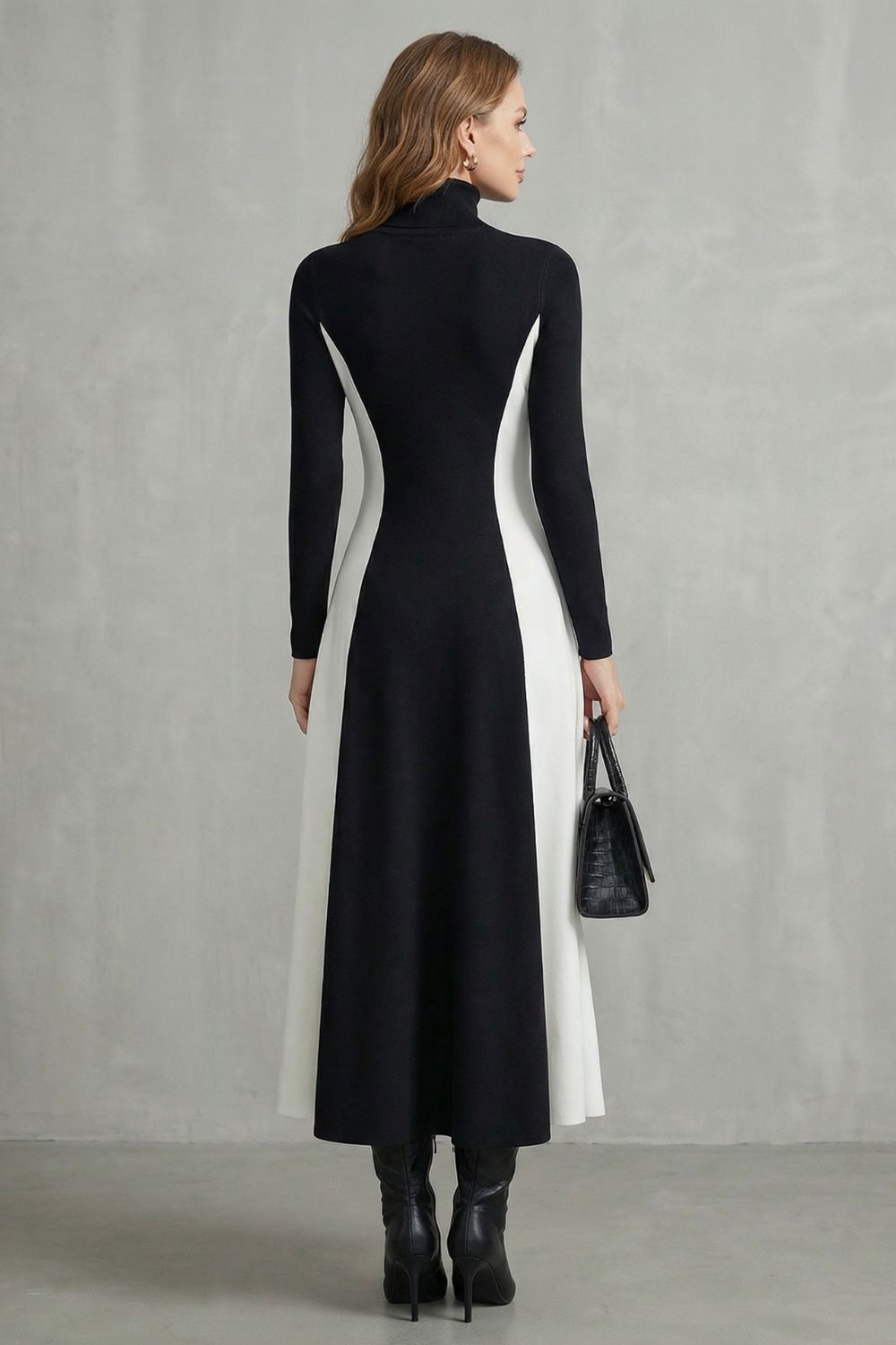 Millie | Sophisticated Colourblock Turtleneck Jumper Dress