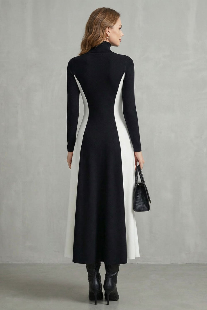 Millie | Sophisticated Colourblock Turtleneck Jumper Dress