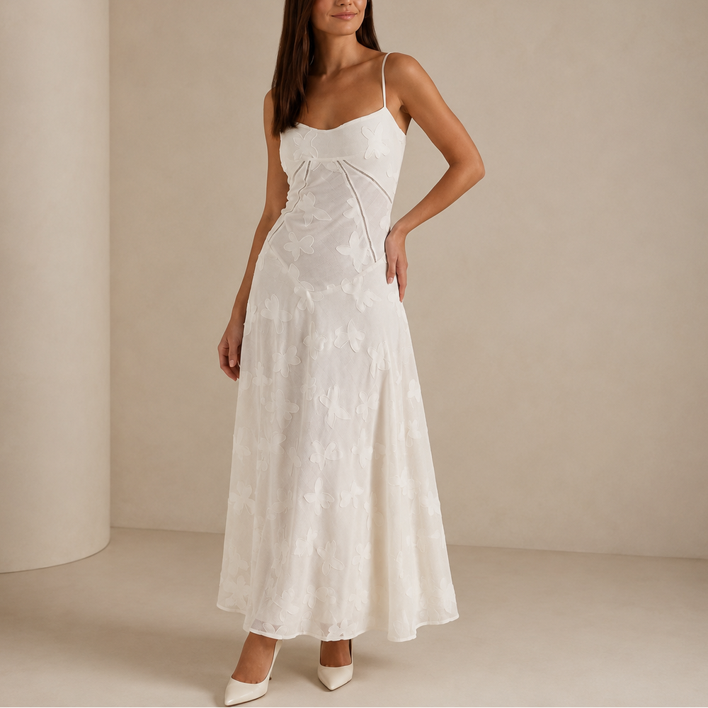 Millie | Sophisticated Floral Lace Maxi Christmas Dress
