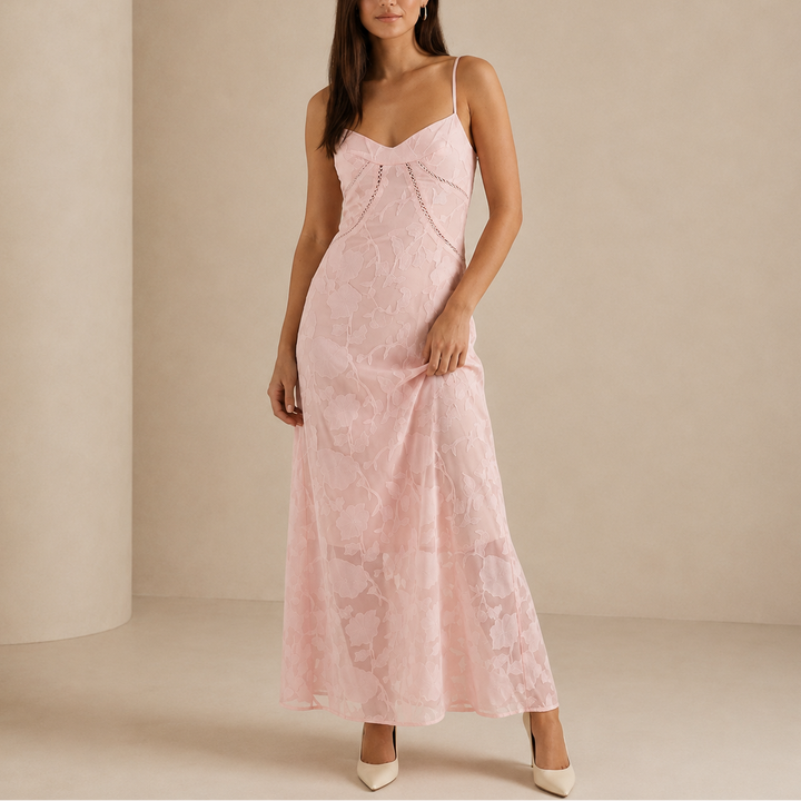 Millie | Sophisticated Floral Lace Maxi Christmas Dress