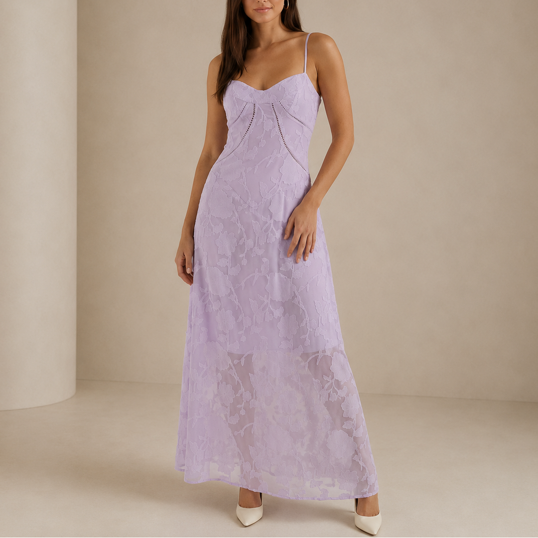 Millie | Sophisticated Floral Lace Maxi Christmas Dress