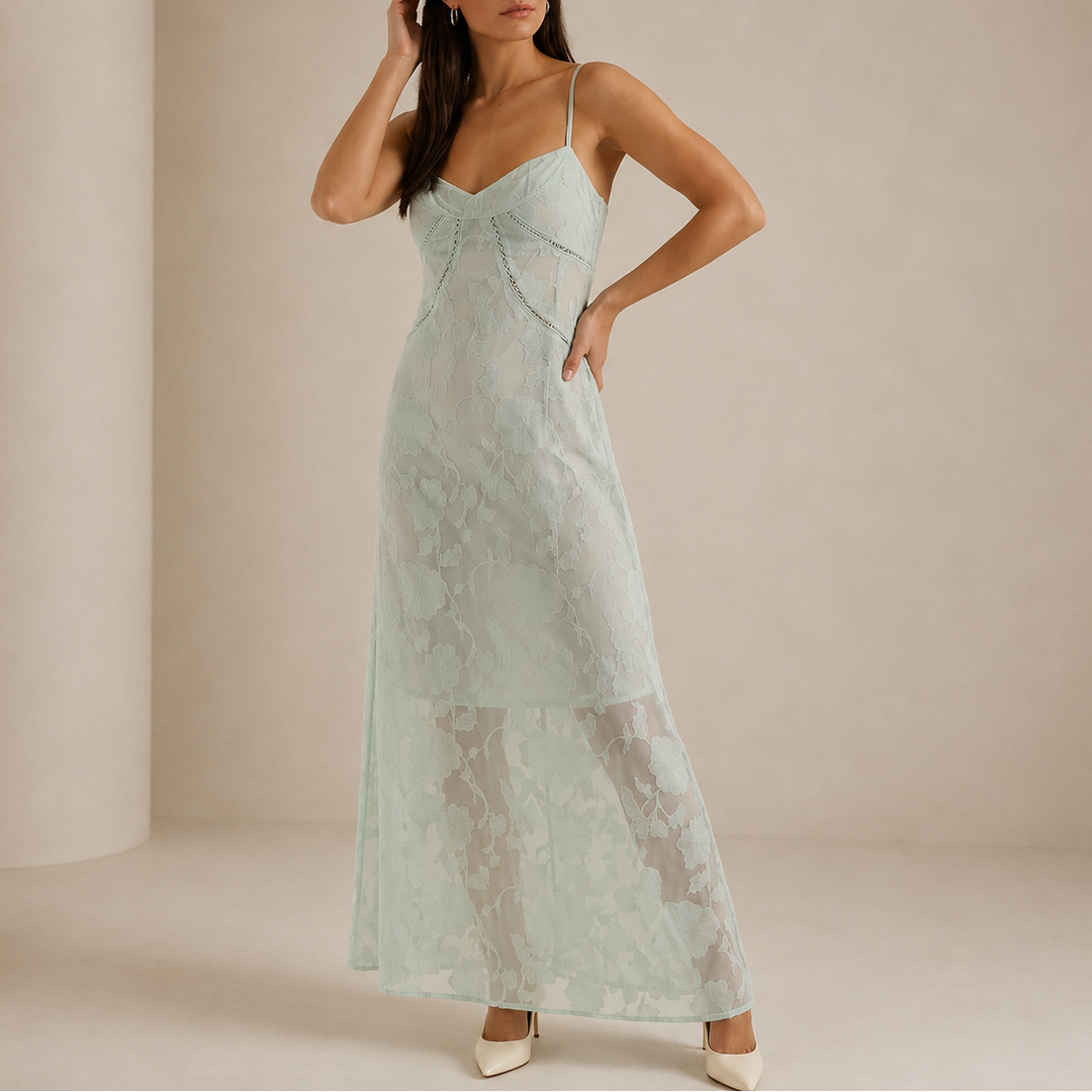 Millie | Sophisticated Floral Lace Maxi Christmas Dress