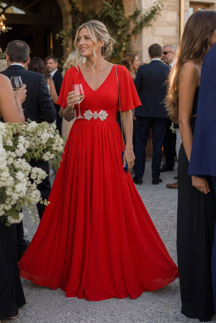 Millie | Stylish Embellished V Neck Christmas Party Dress