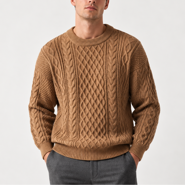 Milo | Cable Knit Crew Neck Mens Knit Jumper