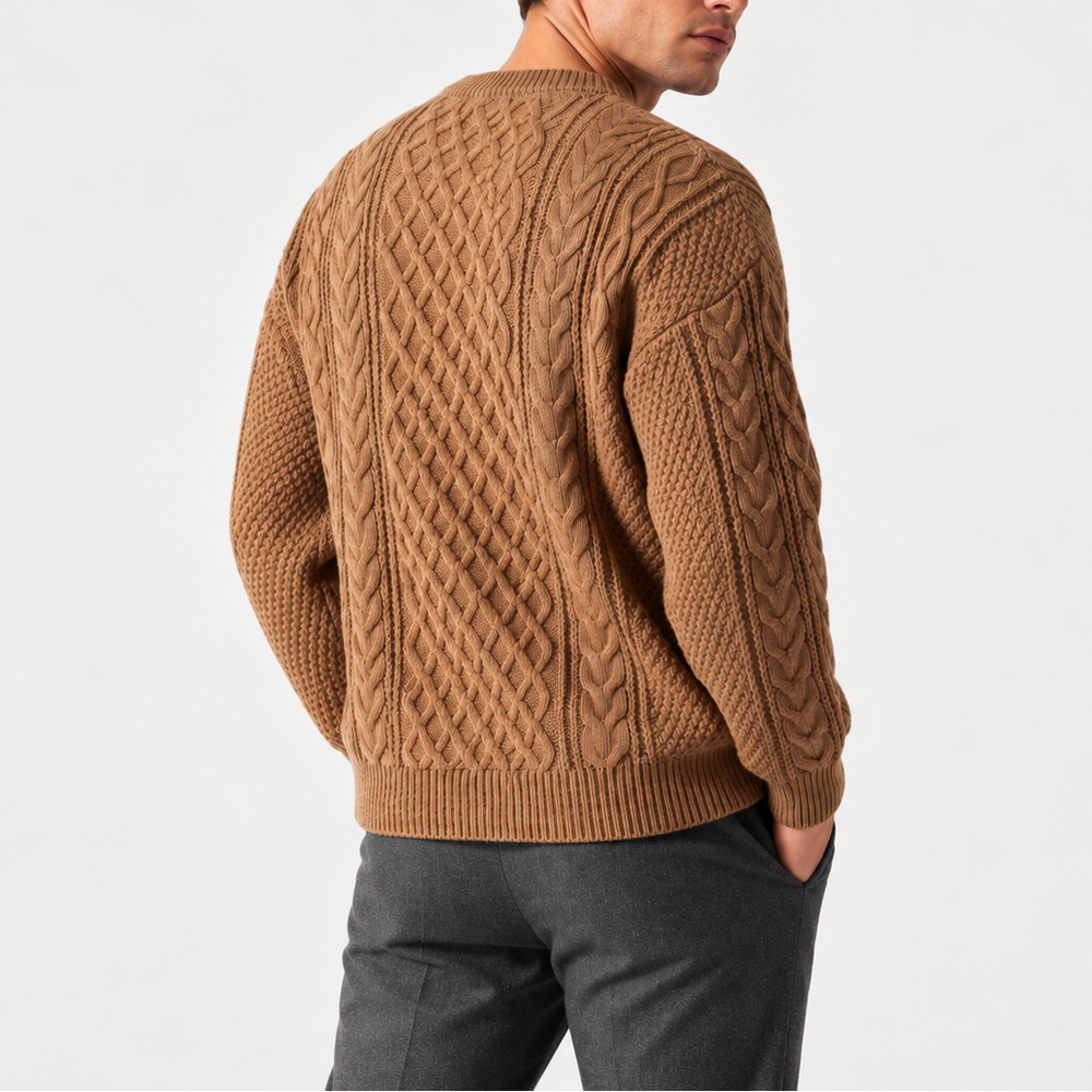 Milo | Cable Knit Crew Neck Mens Knit Jumper