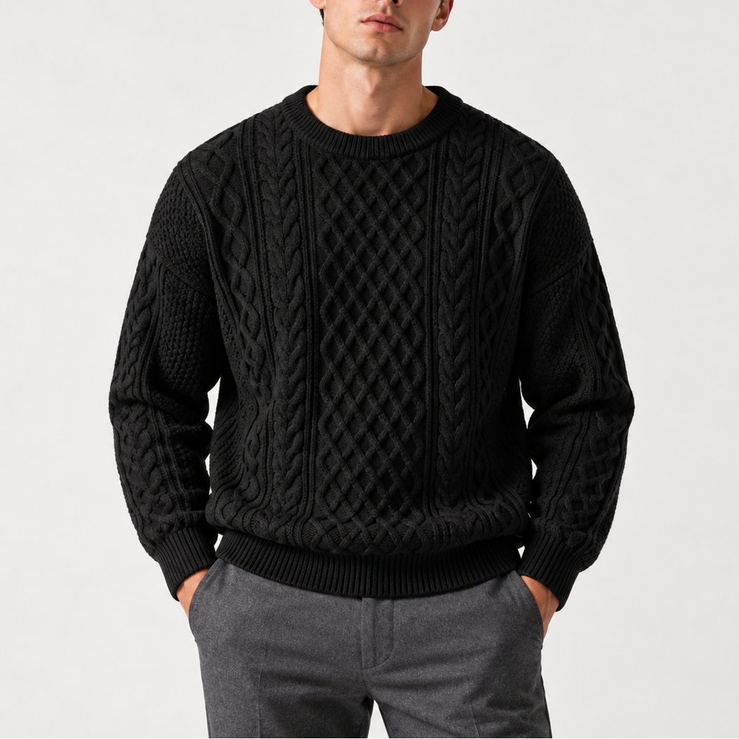 Milo | Cable Knit Crew Neck Mens Knit Jumper