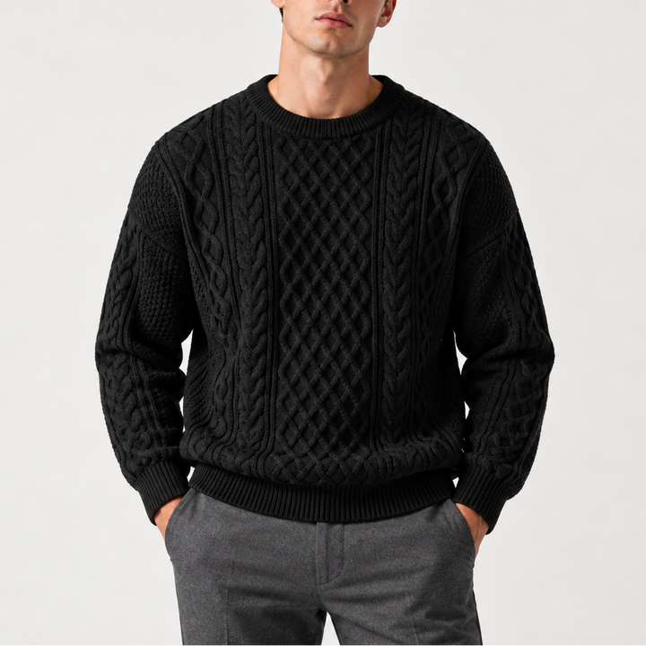 Milo | Cable Knit Crew Neck Mens Knit Jumper