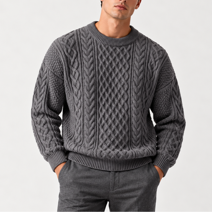 Milo | Cable Knit Crew Neck Mens Knit Jumper