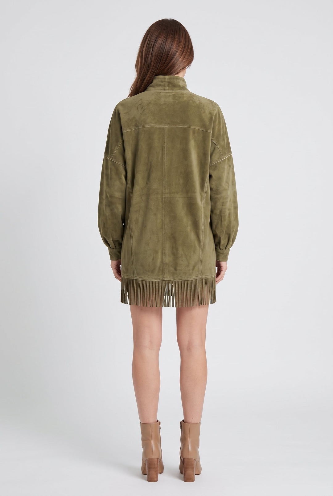 Nancy | Refined Fringe Hem Jumper Dress with High Neck
