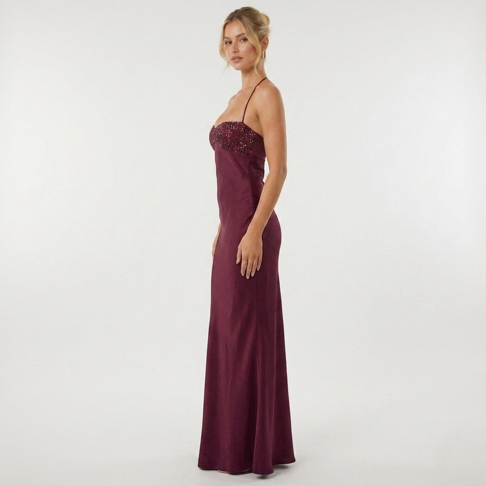 Nellie | Classic Sequin Halterneck Christmas Dress Maxi Gown