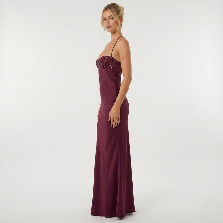 Nellie | Classic Sequin Halterneck Christmas Dress Maxi Gown