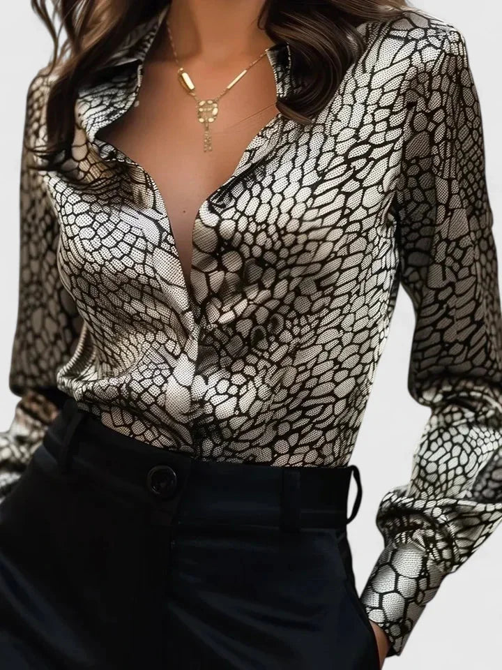 Nellie | Elegant Leopard Print Long Sleeve Party Top