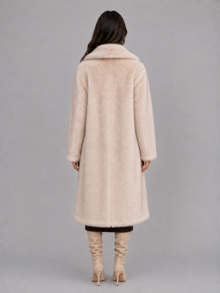 Nellie | Stylish Oversized Faux Fur Long Coat with Statement Collar