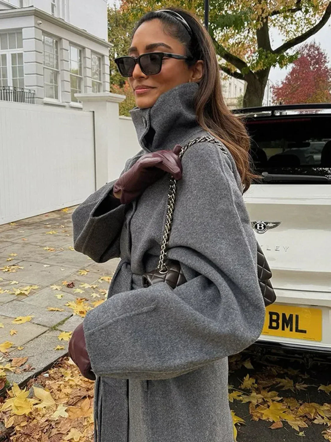 Nora | Classic Belted High Neck Long Coat