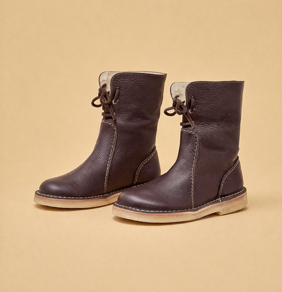 Nora | Sophisticated Lace-Up Short Snow Boots for Women