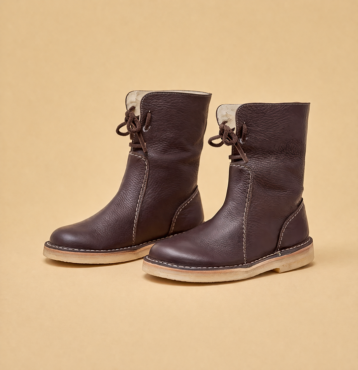 Nora | Sophisticated Lace-Up Short Snow Boots for Women