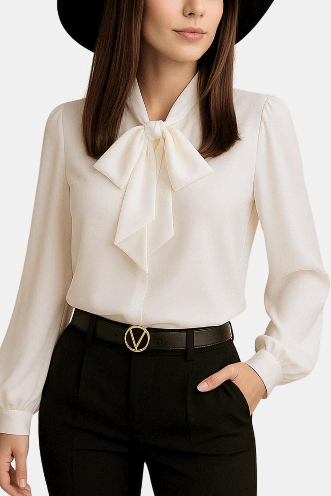 Olive | Effortless Bow-Tie Neck Party Top with Puff Sleeves