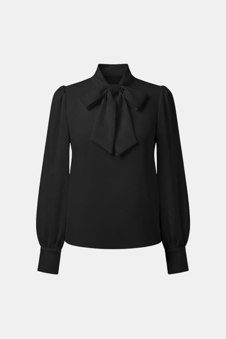Olive | Effortless Bow-Tie Neck Party Top with Puff Sleeves
