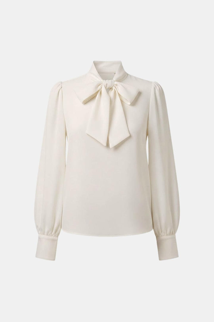 Olive | Effortless Bow-Tie Neck Party Top with Puff Sleeves