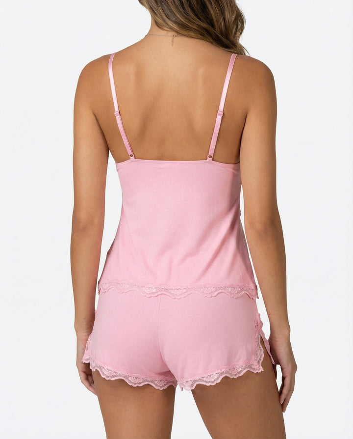 Olive | Polished Lace Trim Camisole Ladies Pyjamas Set
