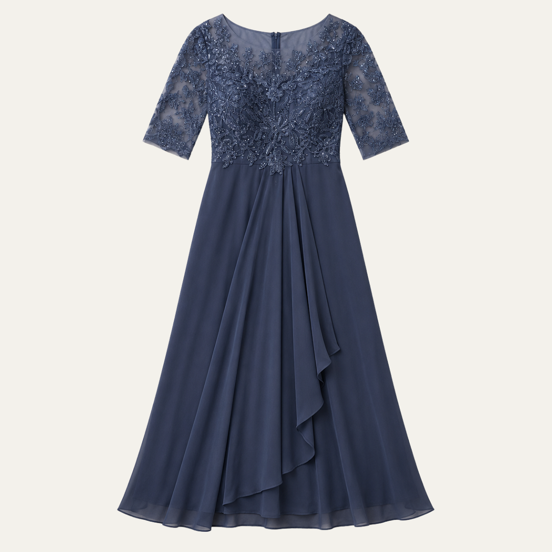 Olive | Refined Embroidered Lace Christmas Party Dress