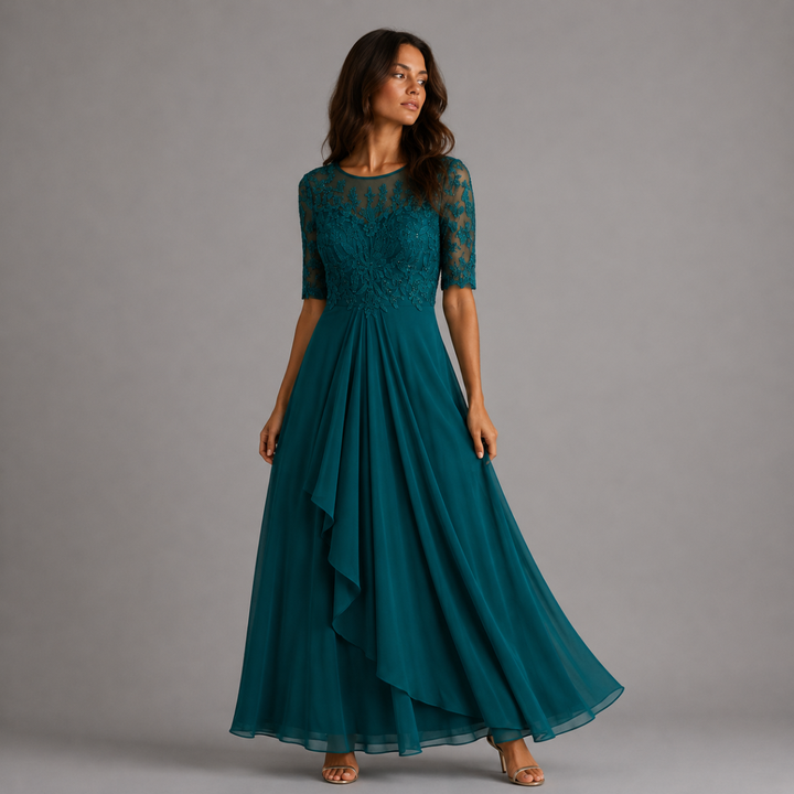 Olive | Refined Embroidered Lace Christmas Party Dress