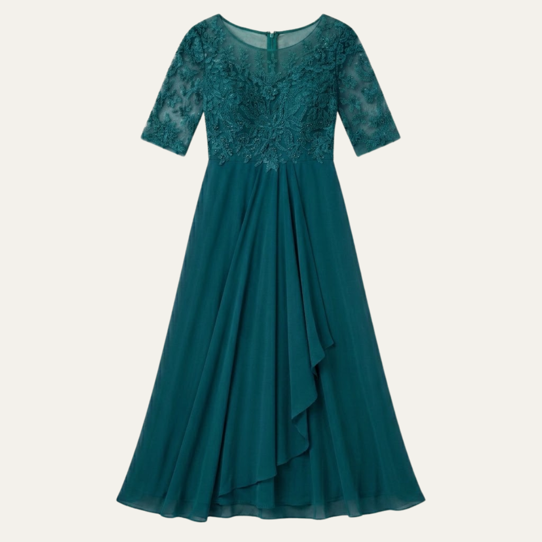 Olive | Refined Embroidered Lace Christmas Party Dress