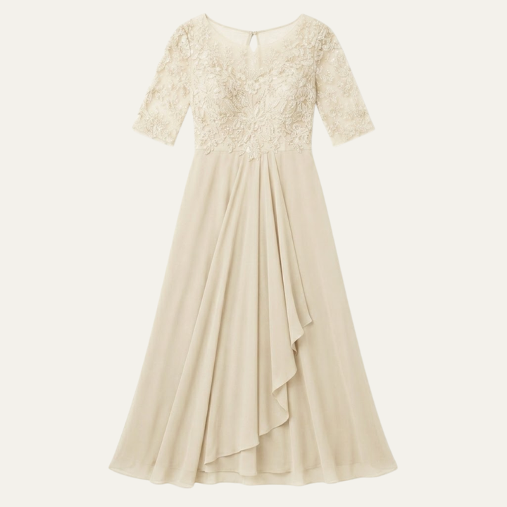 Olive | Refined Embroidered Lace Christmas Party Dress
