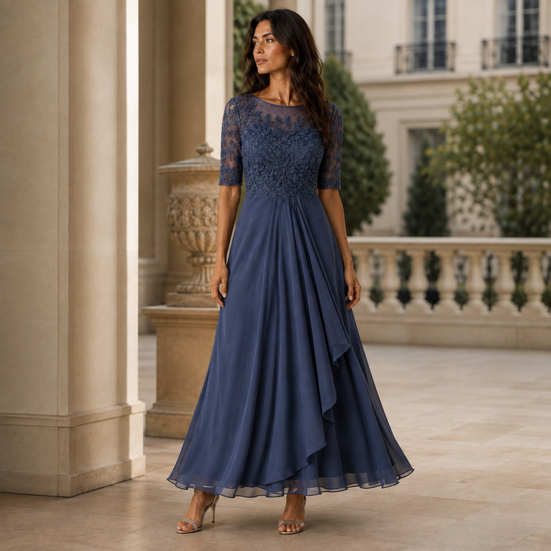Olive | Refined Embroidered Lace Christmas Party Dress