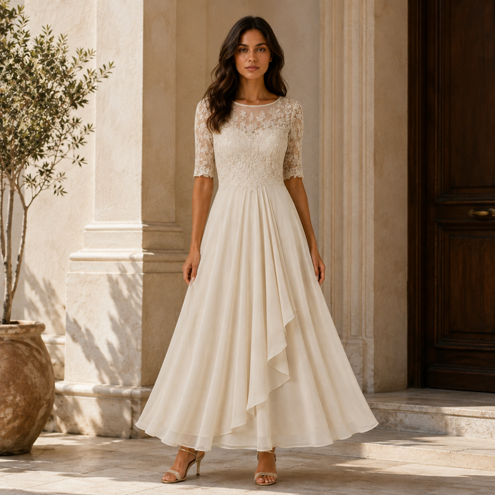 Olive | Refined Embroidered Lace Christmas Party Dress