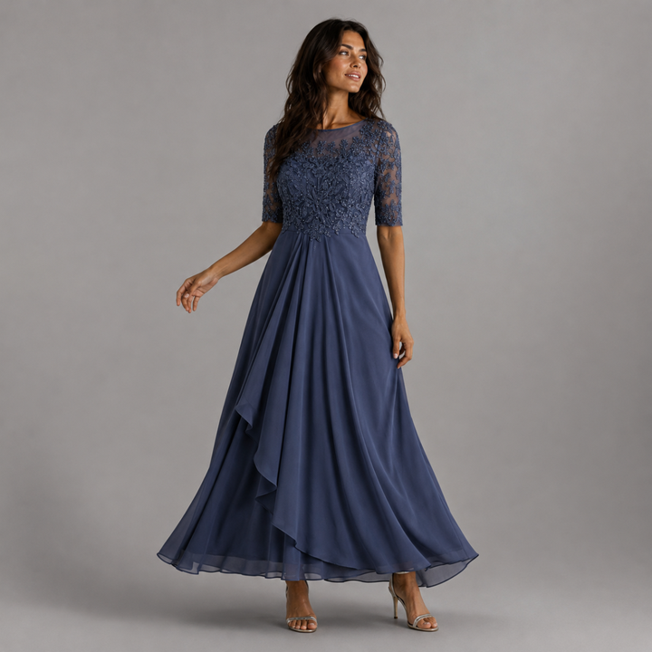 Olive | Refined Embroidered Lace Christmas Party Dress