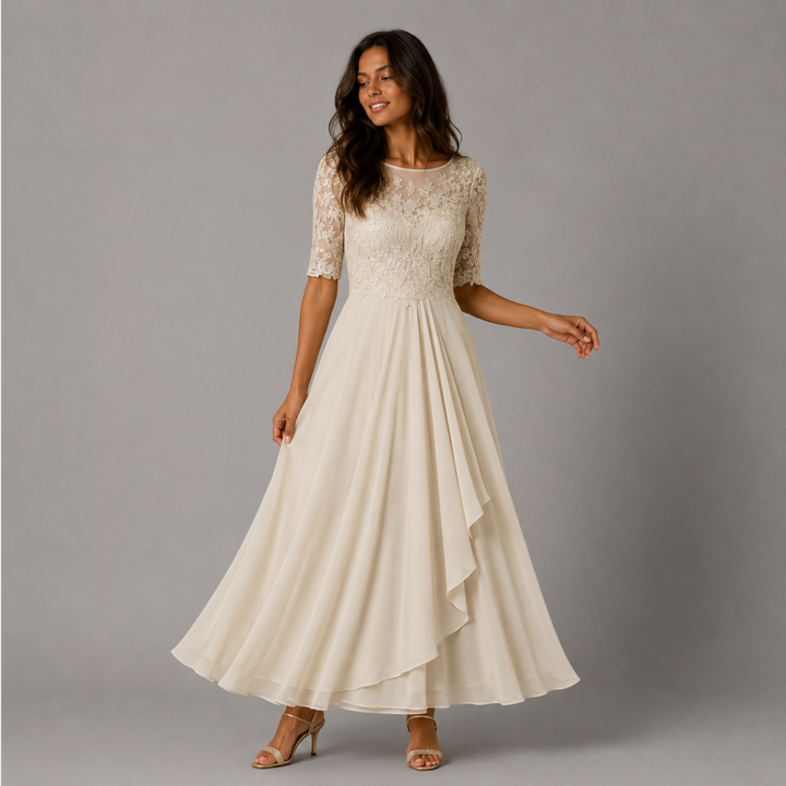 Olive | Refined Embroidered Lace Christmas Party Dress