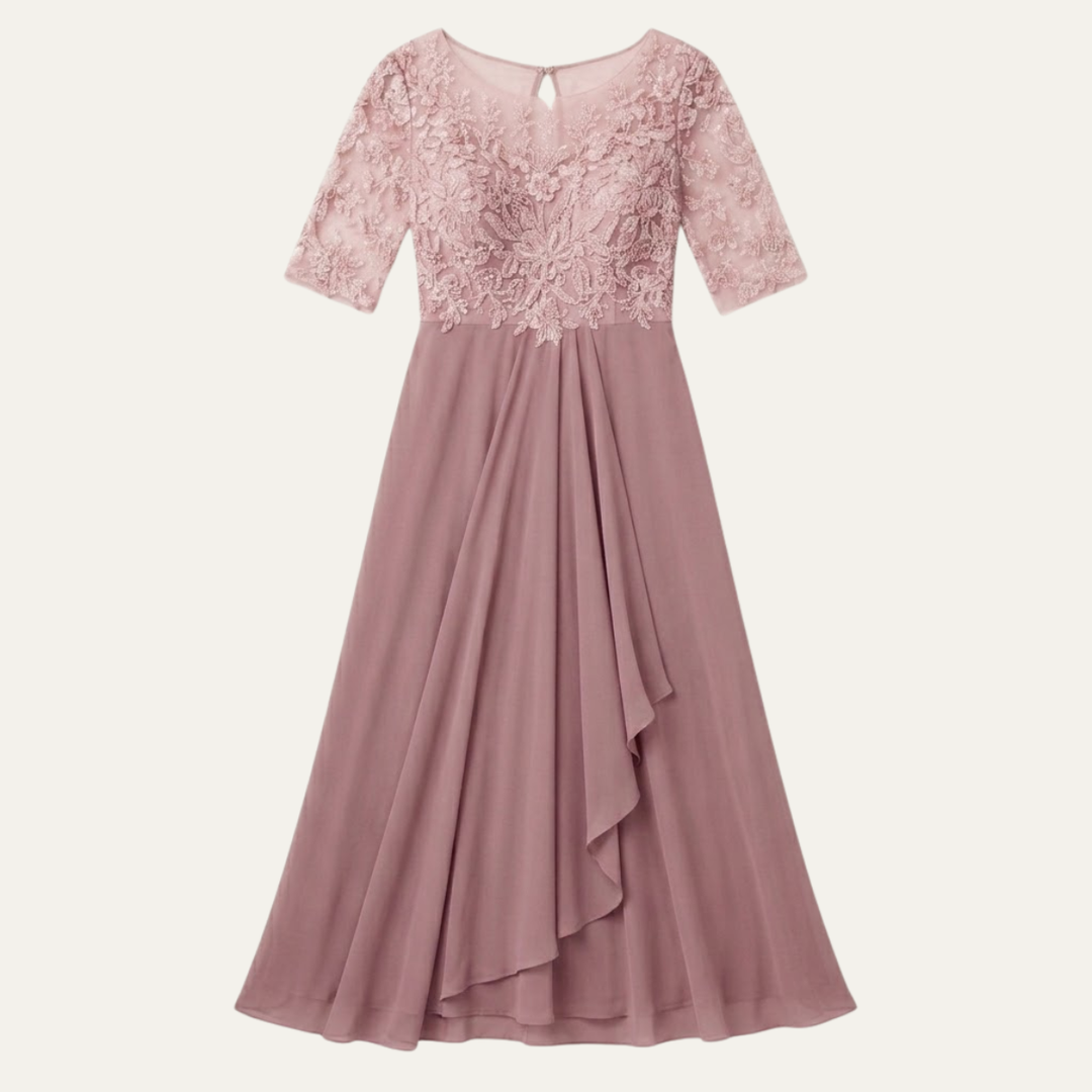 Olive | Refined Embroidered Lace Christmas Party Dress