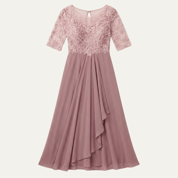 Olive | Refined Embroidered Lace Christmas Party Dress