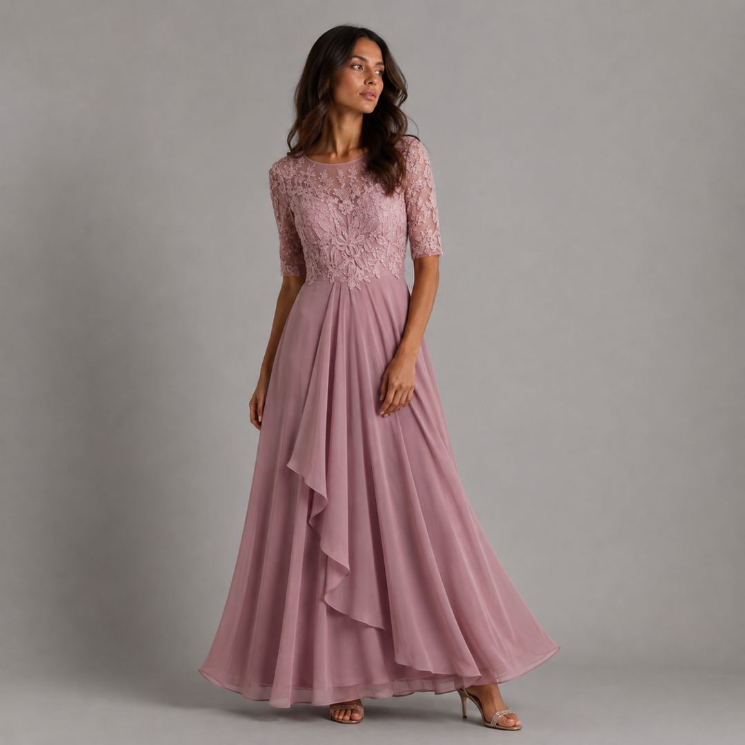 Olive | Refined Embroidered Lace Christmas Party Dress