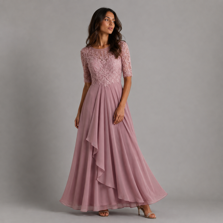 Olive | Refined Embroidered Lace Christmas Party Dress