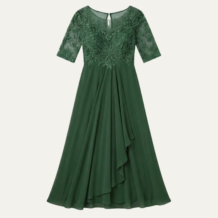 Olive | Refined Embroidered Lace Christmas Party Dress