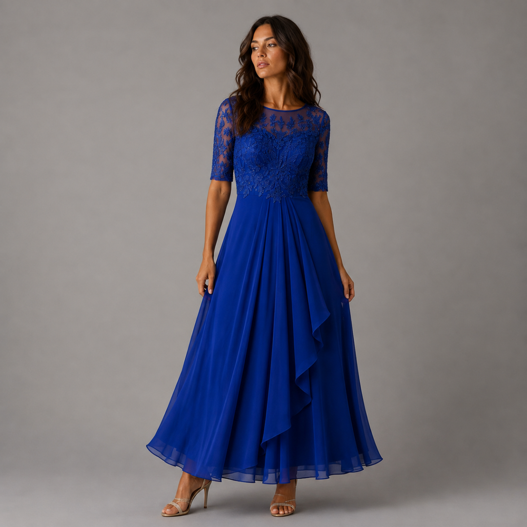 Olive | Refined Embroidered Lace Christmas Party Dress