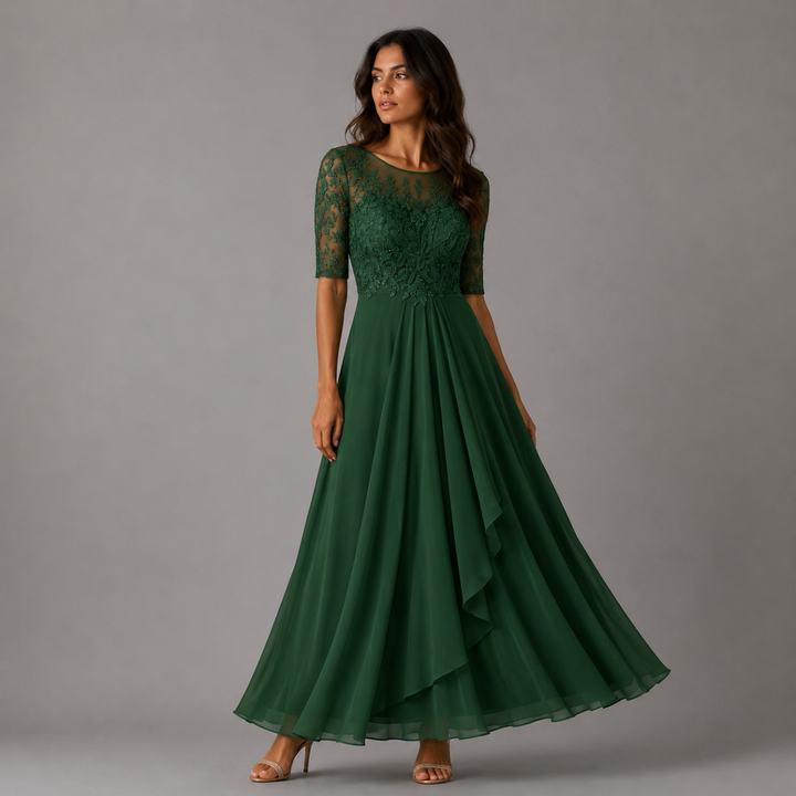 Olive | Refined Embroidered Lace Christmas Party Dress