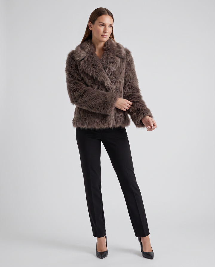 Olivia | Graceful Shaggy Faux Fur Coat with Wide Collar