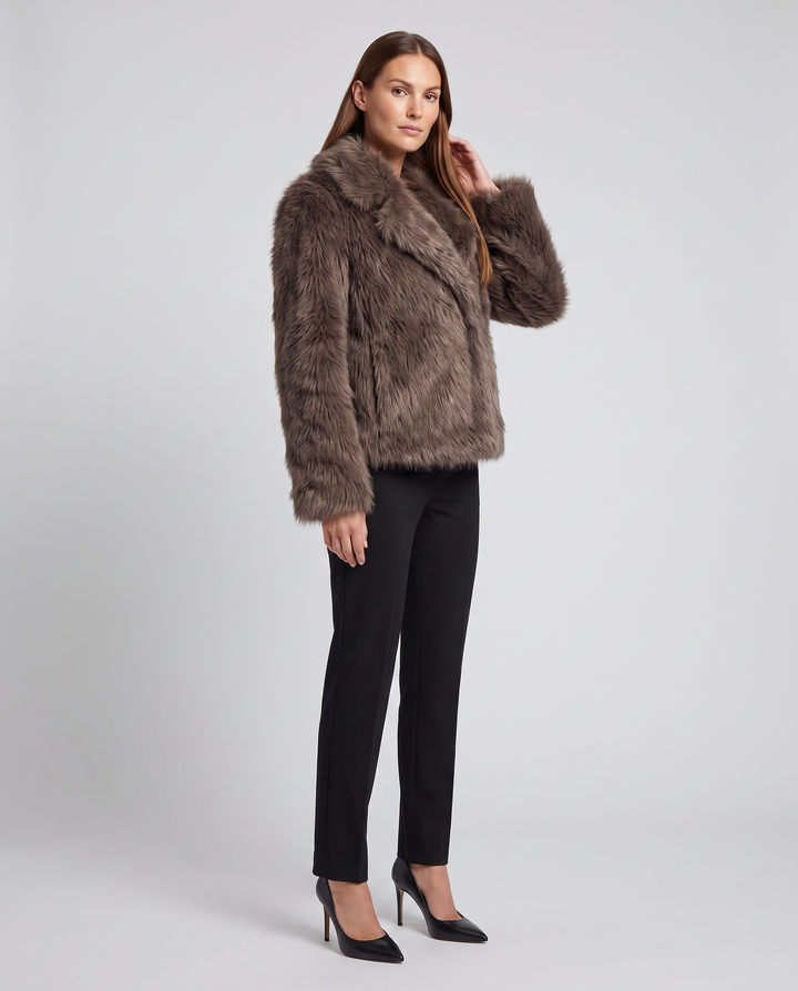 Olivia | Graceful Shaggy Faux Fur Coat with Wide Collar