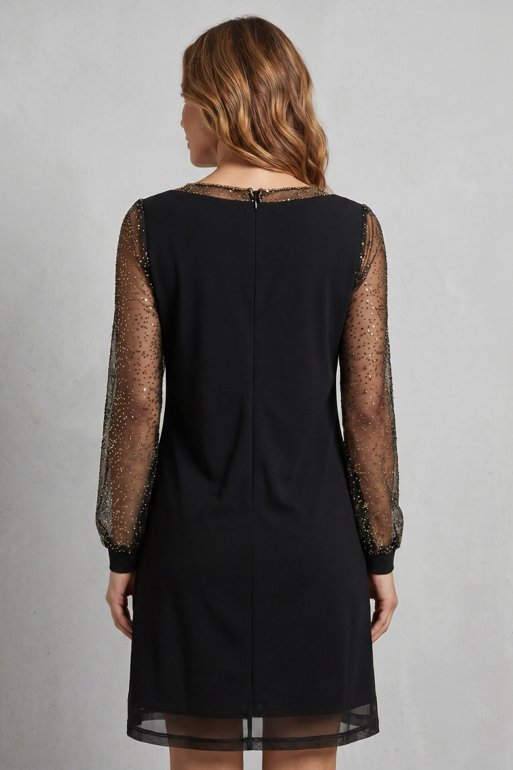 Ophelia | Chic Sheer Sparkle Sleeve Christmas Party Mini Dress