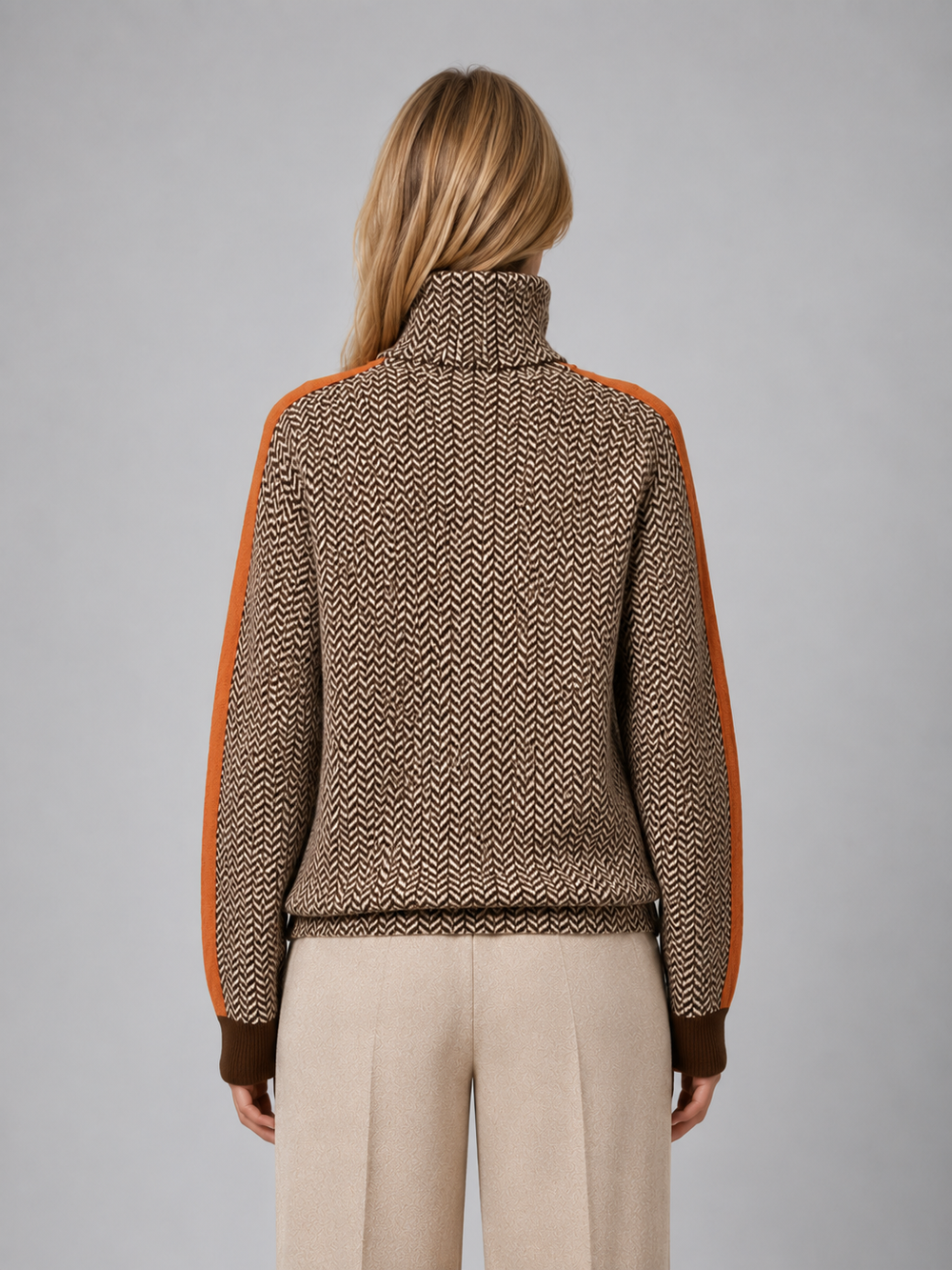 Ophelia | Cosy Herringbone Roll Neck Womens Jumpers
